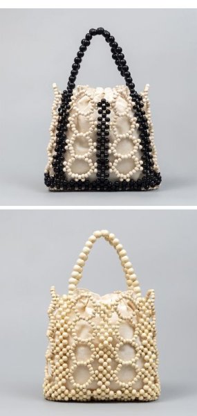 画像8: Wooden bead contrast color handmade tote bag　木製ビーズコントラストカラー ハンドメイドトートバッグ (8)