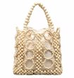 画像1: Wooden bead contrast color handmade tote bag　木製ビーズコントラストカラー ハンドメイドトートバッグ (1)