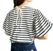 画像1: Lantern sleeve pullover short-sleeved T-shirt with ribbon on the back　ランタンスリーブ後ろリボン縛りプルオーバー半袖Tシャツ (1)