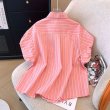 画像6: Women's Embroidered ribbon stripe puff sleeve shirt blouse 　刺繍リボンストライプパフスリーブシャツブラウスTシャツ (6)