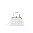画像4: Quilted chain shoulder tote crossbody bag with pearls　パール付きチェーンショルダーパールハンドルトートクロスボディバッグ (4)