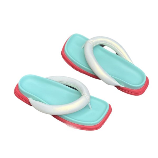 画像11: square-toed color-blocked sandals flip-flops ユニセックスプラットフォーム厚底スクエアトゥカラーブロックサンダルスリッパ  (11)