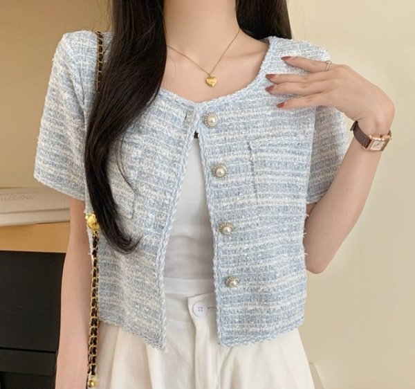 画像4: Women's Short tweed jacket cardiga　ツイードショート丈ジャケット (4)