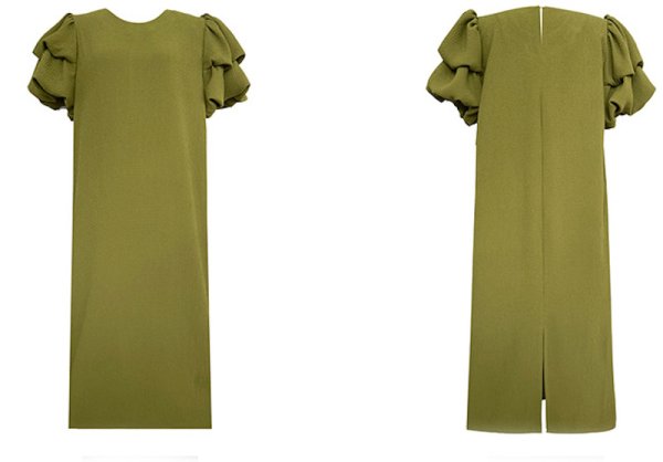 画像3: Women's Floral puff sleeve one-piece dress 　パフスリーブ ひざ下丈半袖ワンピースドレス (3)