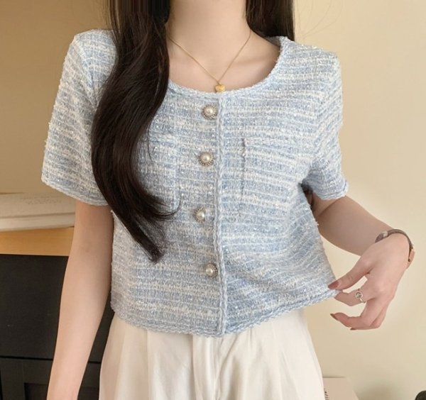 画像7: Women's Short tweed jacket cardiga　ツイードショート丈ジャケット (7)