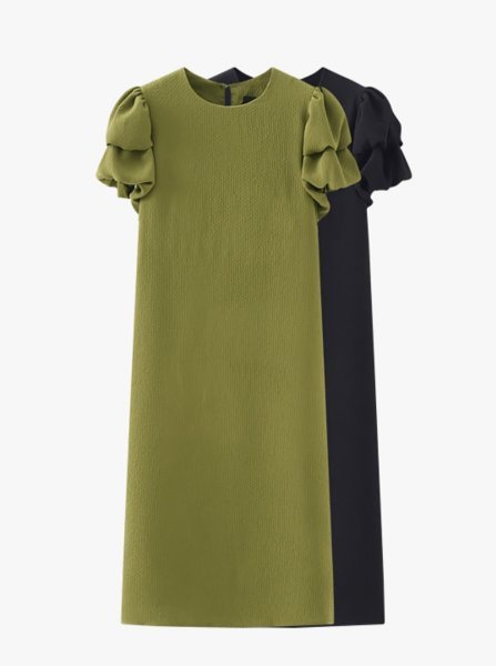 画像16: Women's Floral puff sleeve one-piece dress 　パフスリーブ ひざ下丈半袖ワンピースドレス (16)