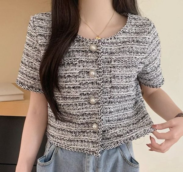 画像2: Women's Short tweed jacket cardiga　ツイードショート丈ジャケット (2)