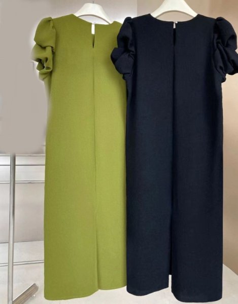 画像14: Women's Floral puff sleeve one-piece dress 　パフスリーブ ひざ下丈半袖ワンピースドレス (14)