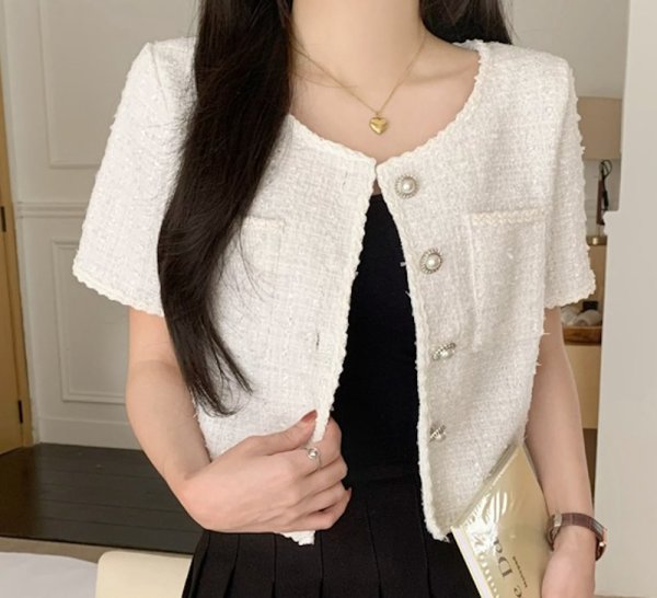 画像5: Women's Short tweed jacket cardiga　ツイードショート丈ジャケット (5)