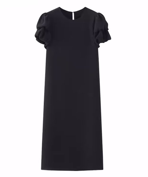 画像2: Women's Floral puff sleeve one-piece dress 　パフスリーブ ひざ下丈半袖ワンピースドレス (2)