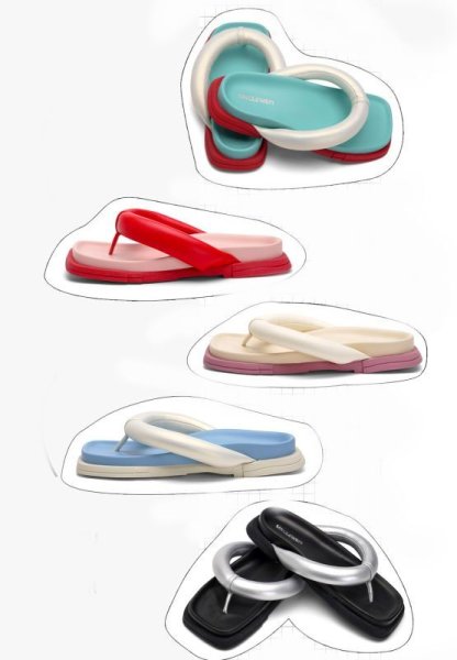 画像9: square-toed color-blocked sandals flip-flops ユニセックスプラットフォーム厚底スクエアトゥカラーブロックサンダルスリッパ  (9)