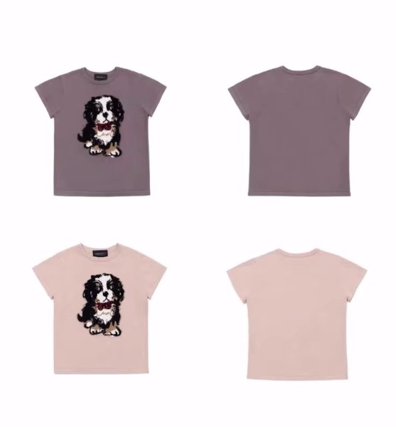 画像9: puppy print straight shoulder short-sleeve T-shirt　子犬パピープリントストレートショルダー半袖Tシャツ (9)