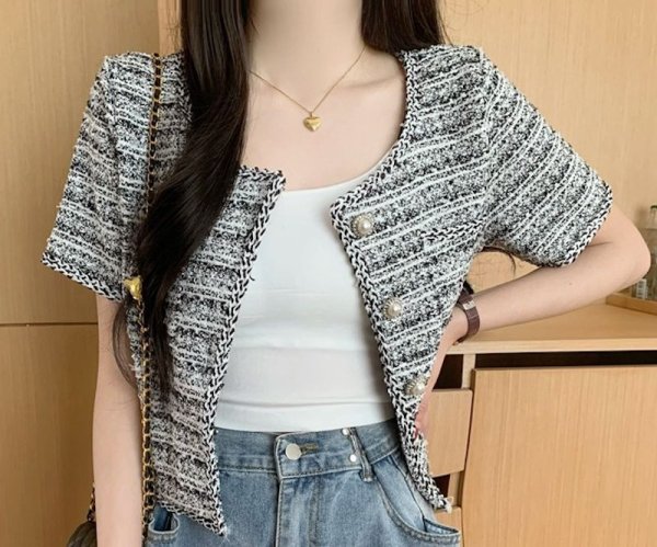 画像6: Women's Short tweed jacket cardiga　ツイードショート丈ジャケット (6)
