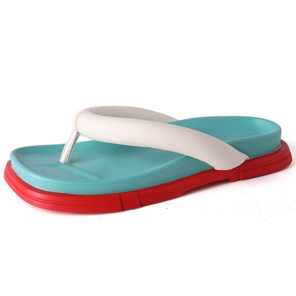 画像1: square-toed color-blocked sandals flip-flops ユニセックスプラットフォーム厚底スクエアトゥカラーブロックサンダルスリッパ  (1)