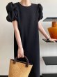 画像12: Women's Floral puff sleeve one-piece dress 　パフスリーブ ひざ下丈半袖ワンピースドレス (12)