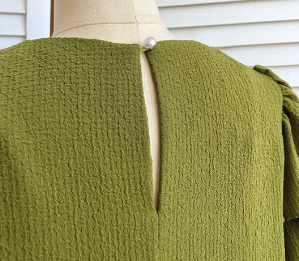 画像13: Women's Floral puff sleeve one-piece dress 　パフスリーブ ひざ下丈半袖ワンピースドレス (13)