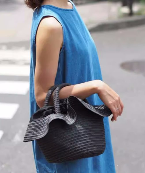 画像3: Frilled straw basket tote bag　フリルストロー籠かごトートバッグビーチバッグ (3)