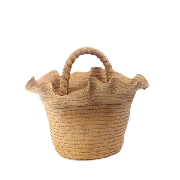 画像11: Frilled straw basket tote bag　フリルストロー籠かごトートバッグビーチバッグ (11)