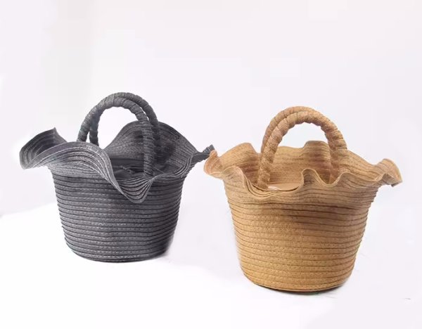 画像10: Frilled straw basket tote bag　フリルストロー籠かごトートバッグビーチバッグ (10)