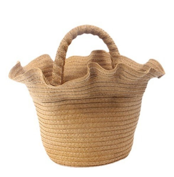 画像7: Frilled straw basket tote bag　フリルストロー籠かごトートバッグビーチバッグ (7)