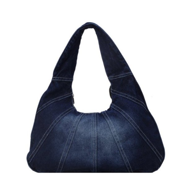 画像2: Splicing Croissant Denim Underarm Tote Shoulder  Bag　スプライシングクロワッサンデニムアンダーアームトートショルダーバッグ (2)