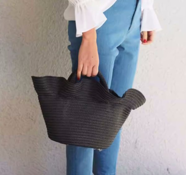 画像2: Frilled straw basket tote bag　フリルストロー籠かごトートバッグビーチバッグ (2)