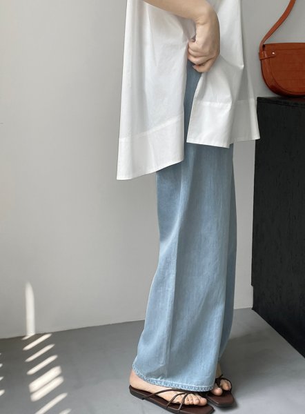 画像8: Women's Round neck sleeveless mid-length clean shirt blouse 　ノースリーブラウンドネックミドル丈シャツブラウスTシャツ (8)