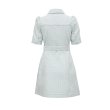 画像10: Women's Single-breasted flower block design short sleeve dress one-piece  　フラワーブロックミニ半袖ワンピースドレス (10)