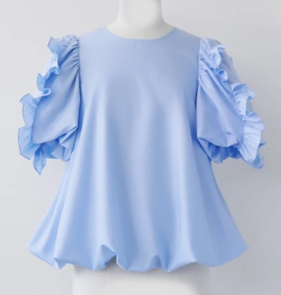 画像15: Women's Cuffs Ruffle Balloon T-shirt　カフ フリルフバルーンプルオーバー半袖Tシャツ (15)
