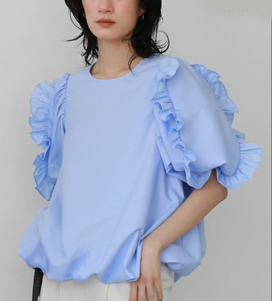 画像10: Women's Cuffs Ruffle Balloon T-shirt　カフ フリルフバルーンプルオーバー半袖Tシャツ (10)