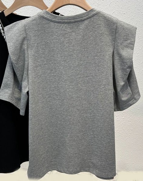 画像9: Pearl round neck frill half sleeve T-shirt　パール付きラウンドネックフリルプルオーバー半袖Tシャツ (9)