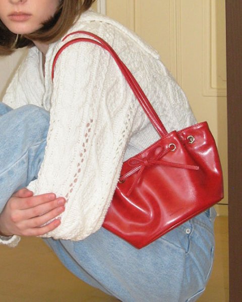 画像10: Bow shoulder ribbon tote shoulder underarm bag　ボウ弓型リボンレザートートショルダーアンダーアームバッグ (10)