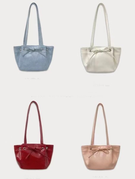 画像17: Bow shoulder ribbon tote shoulder underarm bag　ボウ弓型リボンレザートートショルダーアンダーアームバッグ (17)