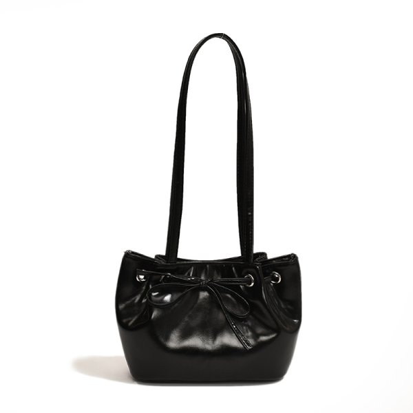 画像4: Bow shoulder ribbon tote shoulder underarm bag　ボウ弓型リボンレザートートショルダーアンダーアームバッグ (4)