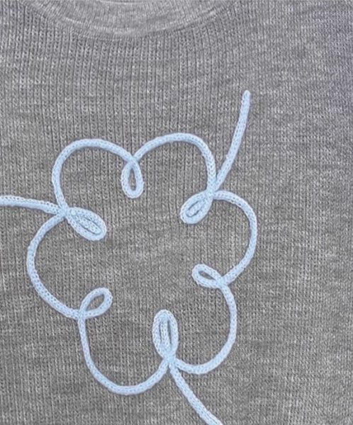 画像6: Women's Round neck plate short sleeve flower embroidery lightweight sweater　ラウンドネックプレート半袖花フラワー刺繍薄手セータープルオーバーTシャツ (6)