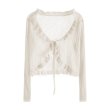 画像1: Women's Sun protection frill knit cardigan bolero　日焼け防止フリルニットカーディガンボレロ (1)