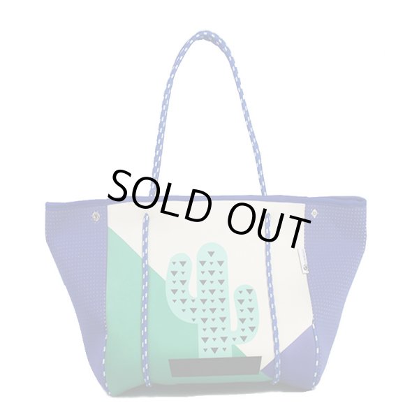 画像1: Cactus print wet neoprene  tote shoulder underarm bag　ユニセックス男女兼用ウェットカクタスサボテンプリントネオプレントートショルダーアンダーアームママショッピングバッグ (1)