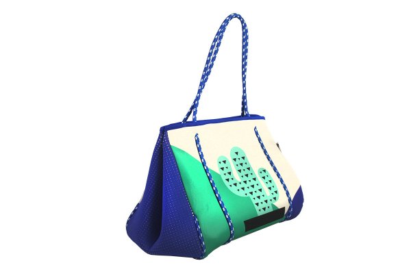 画像5: Cactus print wet neoprene  tote shoulder underarm bag　ユニセックス男女兼用ウェットカクタスサボテンプリントネオプレントートショルダーアンダーアームママショッピングバッグ (5)