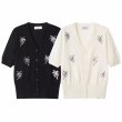 画像1: Women's Ice silk v neck waist short knit cardigan　Vネックパームスパンコールニットカーディガン (1)