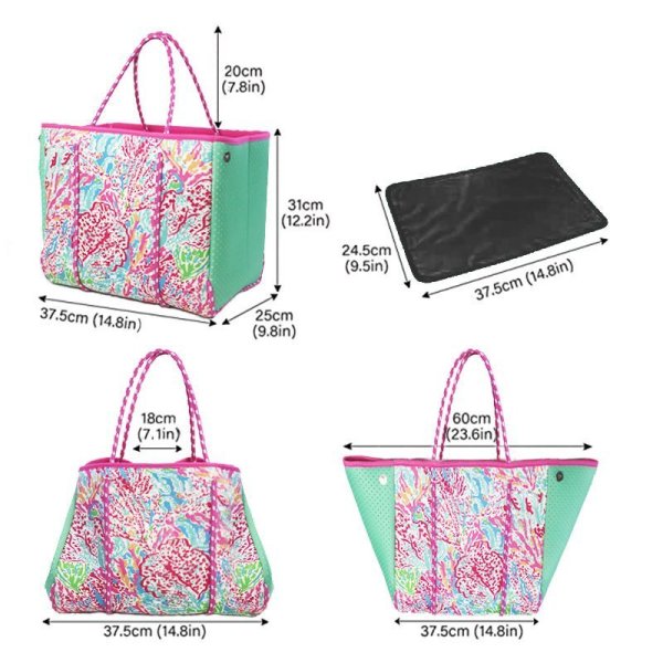 画像6: Graphic graffiti print wet neoprene tote shoulder bagprint wet neoprene  tote shoulder underarm bag　ユニセックス男女兼用ウェットフラワーグラフィックプリントネオプレントートショルダーアンダーアームママショッピングバッグ (6)