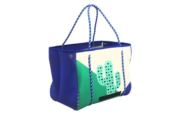 画像2: Cactus print wet neoprene  tote shoulder underarm bag　ユニセックス男女兼用ウェットカクタスサボテンプリントネオプレントートショルダーアンダーアームママショッピングバッグ (2)