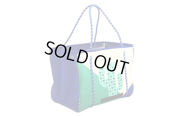画像2: Cactus print wet neoprene  tote shoulder underarm bag　ユニセックス男女兼用ウェットカクタスサボテンプリントネオプレントートショルダーアンダーアームママショッピングバッグ (2)