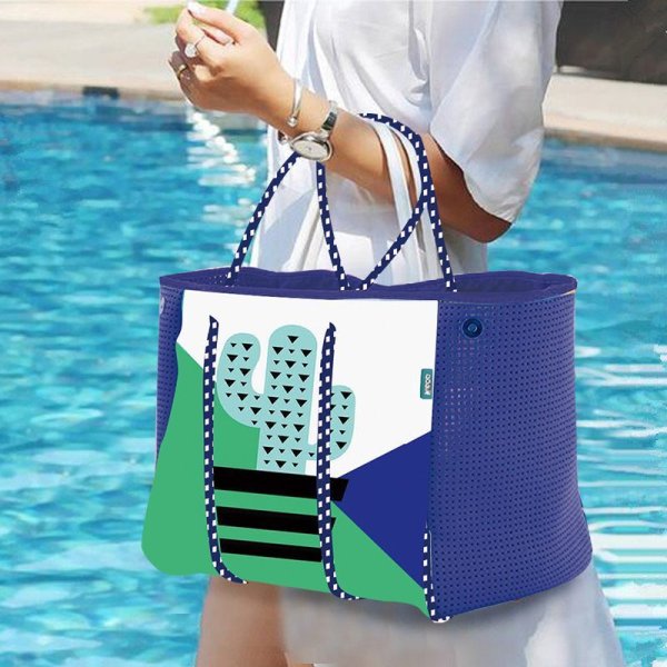 画像8: Cactus print wet neoprene  tote shoulder underarm bag　ユニセックス男女兼用ウェットカクタスサボテンプリントネオプレントートショルダーアンダーアームママショッピングバッグ (8)