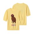 画像1: Women's  Puppy jacquard yellow short sleeve sweater knit　 パピー子犬編み込み半袖ニットセータープルオーバ (1)