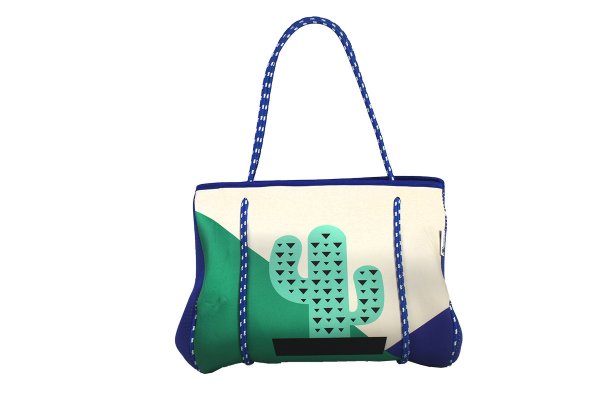 画像4: Cactus print wet neoprene  tote shoulder underarm bag　ユニセックス男女兼用ウェットカクタスサボテンプリントネオプレントートショルダーアンダーアームママショッピングバッグ (4)