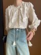 画像2: Women's 3/4 sleeves, fringe, tassel, sheer neck, blouse tunic　八分袖 フリンジ タッセル シアー ネック ブラウスエスニックチュニック (2)