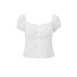 画像1: Women's Square neck buttoned blouse　ボタン付きスクエアネックショート丈ブラウス (1)