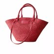 画像1: Pink raffia straw basket tote bag　ピンクラフィアストローかご籠トートショルダーバッグ (1)