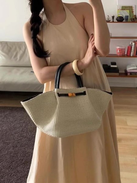 画像8: Raffia straw handheld belt tote bag　ラフィアストローかご籠ベルトトートショルダーバッグ (8)