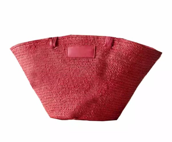 画像10: Pink raffia straw basket tote bag　ピンクラフィアストローかご籠トートショルダーバッグ (10)